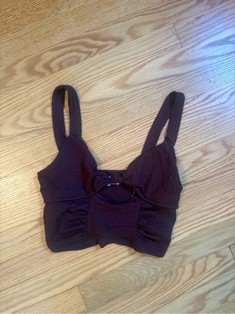 Urban Outfitters Burgundy Cutout Ribbed Crop Top